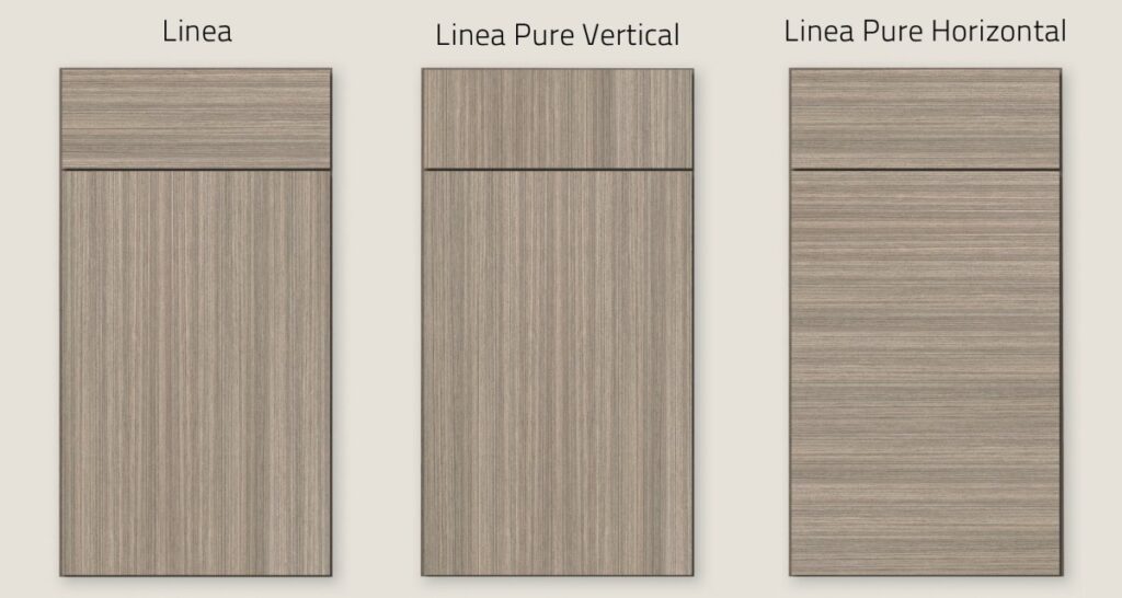 Linea textured options. Linea, Linea pure vertical and Linea pure horizontal